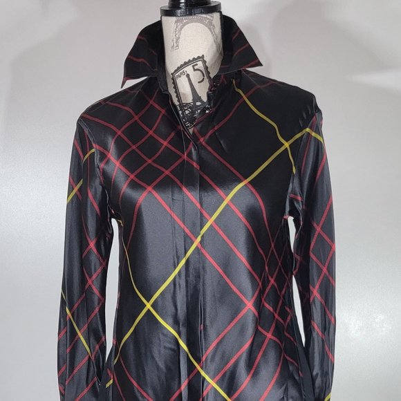 rag & bone Arc Women's Black Check Silk Tunic, Shirtdress Size XXSmall, NWT - Picture 2 of 8